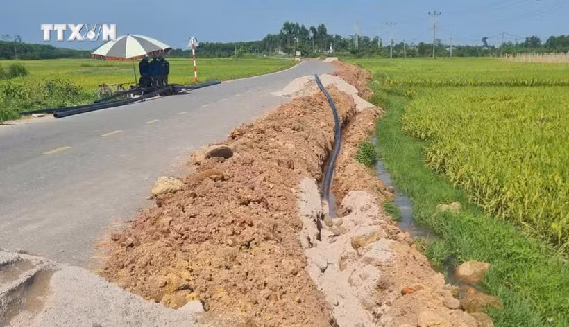 东城村洁净水系统扩建工程已进入收尾阶段。图自越通社