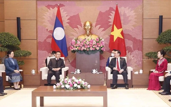 越南国会主席王廷惠与老挝国会主席赛宋蓬·丰威汉举行会谈