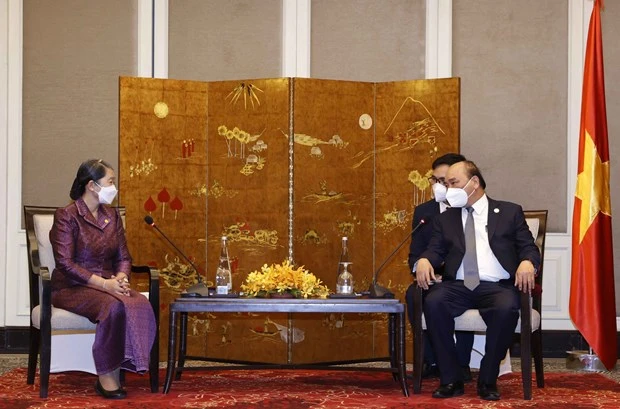 越南国家主席阮春福会见柬埔寨副首相梅森安
