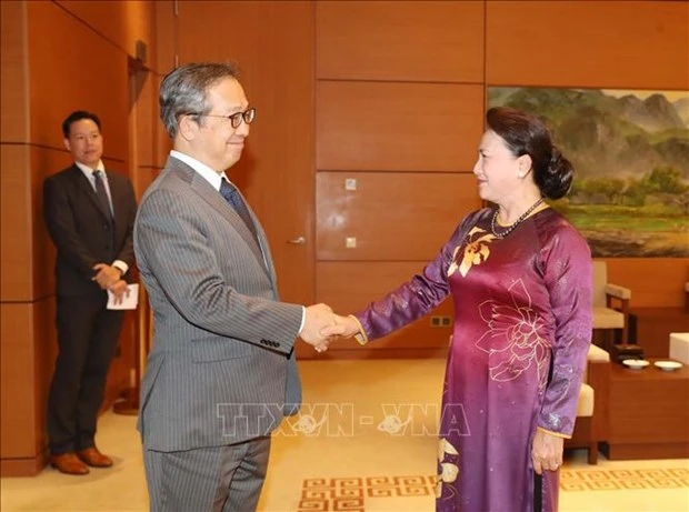 越南国会主席阮氏金银会见日本和柬埔寨驻越大使