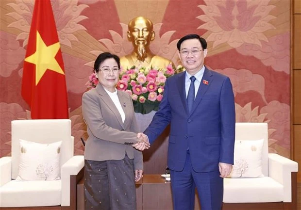 国会主席王廷惠会见老挝最高人民法院院长