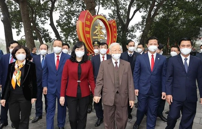 阮富仲总书记走访北宁省并向该省党部、政府和人民致以新春祝福