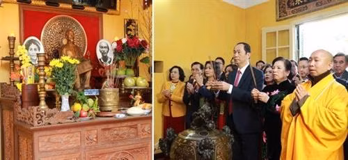 越南国家主席陈大光偕夫人向胡志明主席敬香