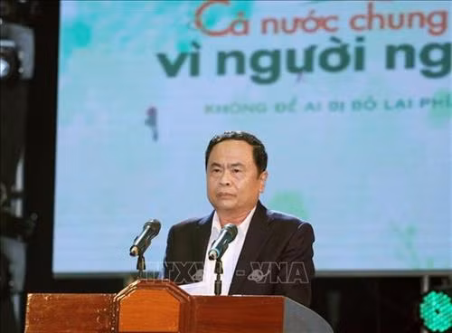越南祖国阵线中央委员会主席陈青敏发表讲话。图自越通社 越南祖国阵线中央委员会主席陈青敏发表讲话。图自越通社