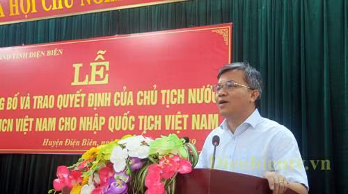 奠边省人民委员会副主席炉文进发表讲话 图自互联网
