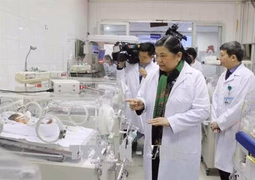 26日下午，越南国会副主席丛氏放看望慰问中央妇产医院患者。（图片来源：越通社）