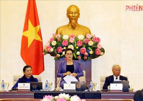 越南国会主席阮氏金银主持召开越南第十四届国会常委会第33次会议开幕式。图自越通社