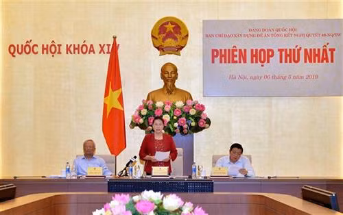 越共中央政治局委员、国会党组书记、国会主席、指委会主任阮氏金银主持会议。图自越通社