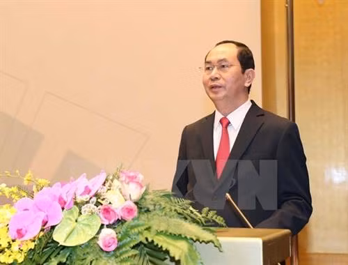 越南国家主席陈大光在开幕式上致词。(图片来源:越通社) 越南国家主席陈大光在开幕式上致词。(图片来源:越通社)