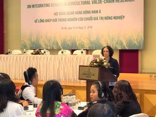 澳大利亚驻越副大使Rebecca Bryant 在研讨会上发言。图自因特网