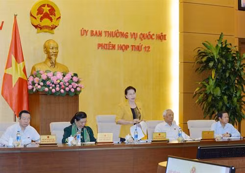 越南国会主席阮氏金银在闭幕式上发表讲话。(图片来源:越通社) 越南国会主席阮氏金银在闭幕式上发表讲话。(图片来源:越通社)