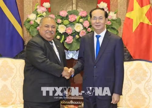 越南国家主席陈大光会见瑙鲁共和国总统(图片来源:越通社) 越南国家主席陈大光会见瑙鲁共和国总统(图片来源:越通社)