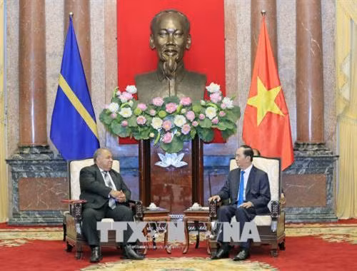 越南国家主席陈大光会见瑙鲁共和国总统(图片来源:越通社) 越南国家主席陈大光会见瑙鲁共和国总统(图片来源:越通社)