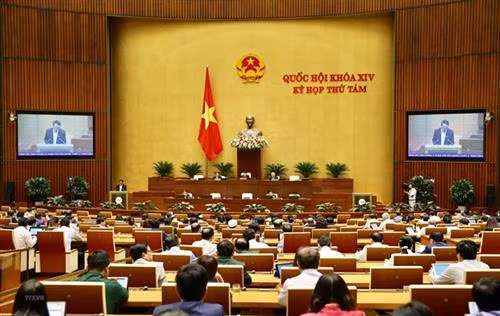 越南第十四届国会第八次会议场景 。图自越通社 越南第十四届国会第八次会议场景 。图自越通社
