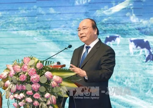 越南政府总理阮春福在会议上发表讲话。（图片来源：越通社）