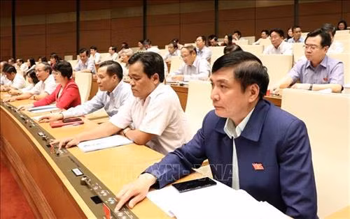 国会代表表决通过2019年中央财政预算分配方案的决议。图自越通社 国会代表表决通过2019年中央财政预算分配方案的决议。图自越通社