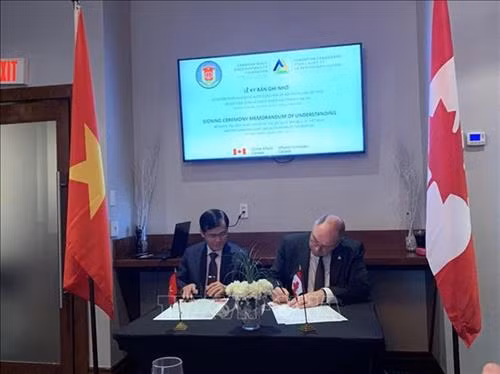 合作备忘录签署仪式。图自越通社