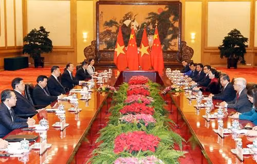 阮氏金银与习近平举行会谈 图自越通社