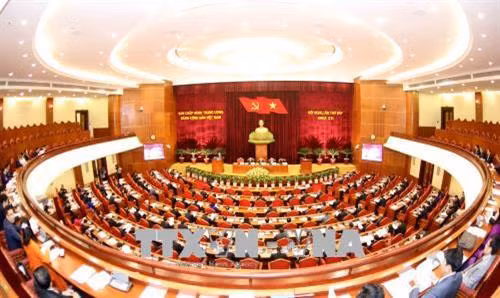 越共十二届七中全会开幕式场景。（图片来源：越通社）