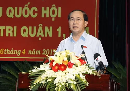 越南国家主席陈大光发表讲话。(图片来源:越通社) 越南国家主席陈大光发表讲话。(图片来源:越通社)