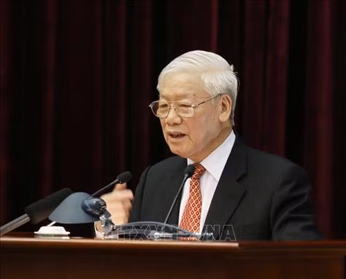 越共中央总书记、国家主席阮富仲在开幕会和闭幕会上发表重要讲话。图自越通社 越共中央总书记、国家主席阮富仲在开幕会和闭幕会上发表重要讲话。图自越通社