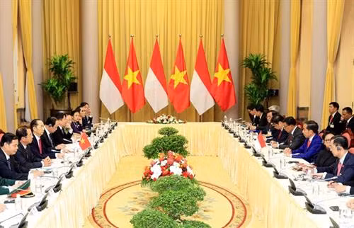 会谈全景 图自越通社 会谈全景 图自越通社