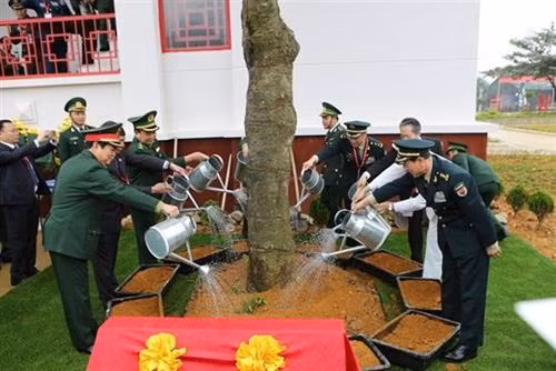 各位代表种植纪念树。图自越通社 各位代表种植纪念树。图自越通社