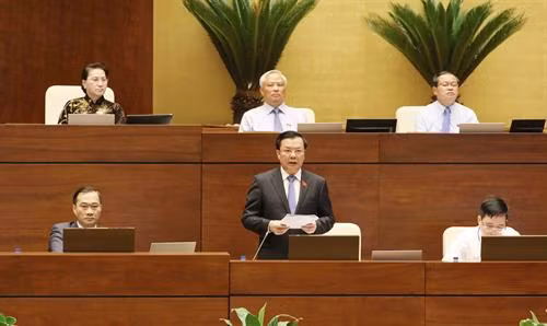 财政部部长丁进勇澄清国会代表提出的部分问题。越通社记者 芳花 摄