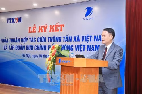 越通社社长阮德利发表讲话。(图片来源:越通社) 越通社社长阮德利发表讲话。(图片来源:越通社)