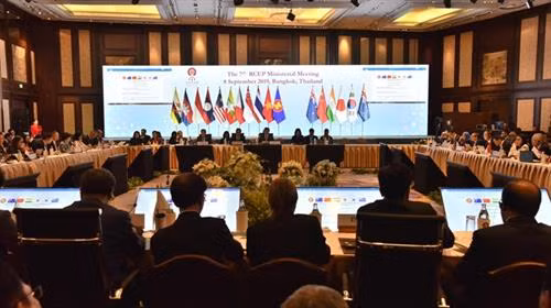 附图：《区域全面经济伙伴关系协定》(RCEP)第7次部长级会议。图自越通社