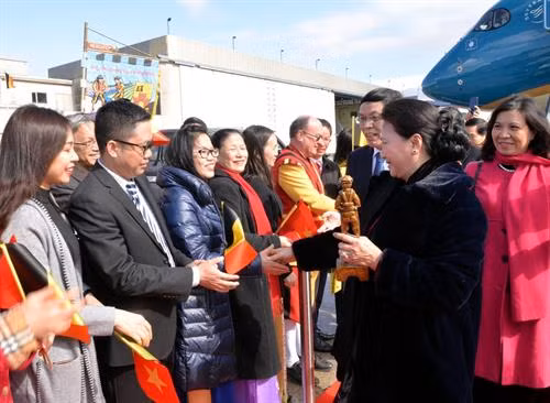 阮氏金银抵达布鲁塞尔。图自越通社