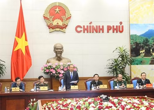 越南政府副总理张和平在会上发表讲话。（图片来源：越通社）