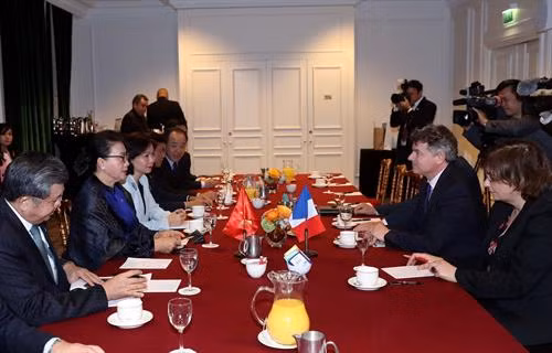 巴黎时间4月1日,越南国会主席阮氏金银会见了法国共产党全国书记法比安鲁塞尔。(图自越通社) 巴黎时间4月1日,越南国会主席阮氏金银会见了法国共产党全国书记法比安鲁塞尔。(图自越通社)
