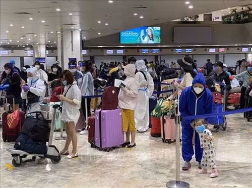越南公民在菲律宾首都马尼拉国际机场办理出境手续。图自越通社 越南公民在菲律宾首都马尼拉国际机场办理出境手续。图自越通社