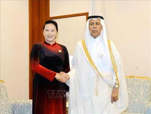 国会主席阮氏金银会见卡塔尔议会议长阿勒马哈茂德。图自越通社 国会主席阮氏金银会见卡塔尔议会议长阿勒马哈茂德。图自越通社