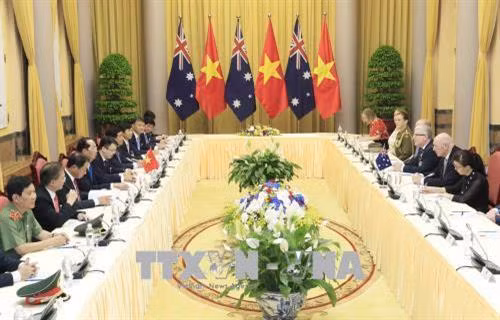 彼得·科斯格罗夫与陈大光进行了会谈。(图片来源:越通社) 彼得·科斯格罗夫与陈大光进行了会谈。(图片来源:越通社)