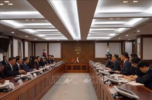 会谈场景。图自越通社 会谈场景。图自越通社