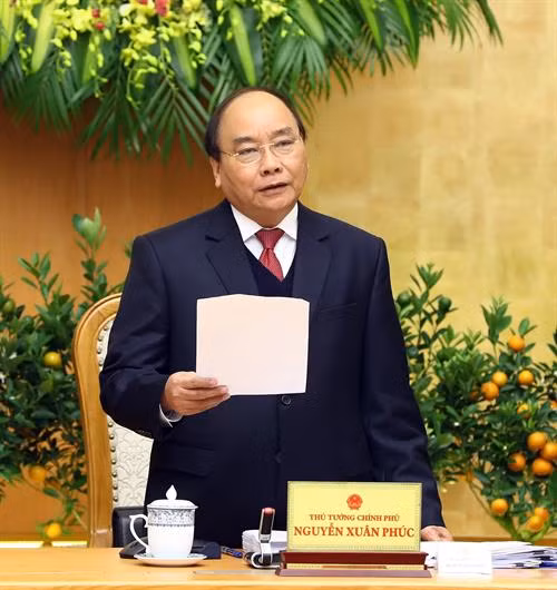 越南政府总理阮春福在会上发表讲话（图片来源：越通社）
