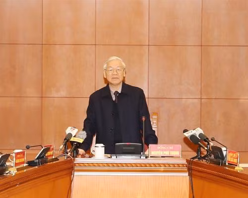 阮富仲总书记主持中央反腐败指导委员会会议。(图片来源:越通社) 阮富仲总书记主持中央反腐败指导委员会会议。(图片来源:越通社)