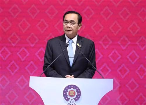 泰国总理巴育在开幕式上发表讲话。图自越通社 泰国总理巴育在开幕式上发表讲话。图自越通社