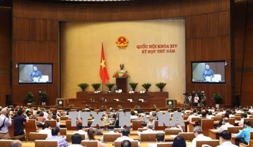 第十四届国会第五次会议质询和答复质询活动场景。（图片来源：越通社）