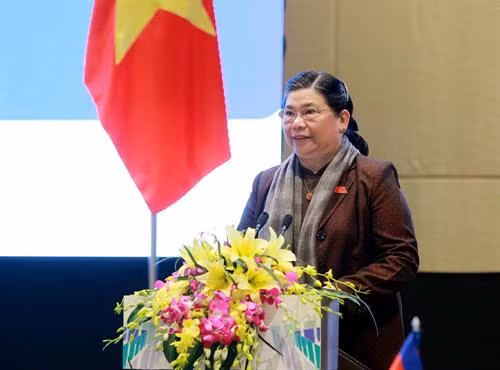 越南国会副主席丛氏放在会上发表讲话。(图片来源:越通社) 越南国会副主席丛氏放在会上发表讲话。(图片来源:越通社)