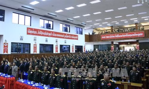  越老建交55周年：老挝国防部举行越老建交55周年纪念集会 ảnh 2