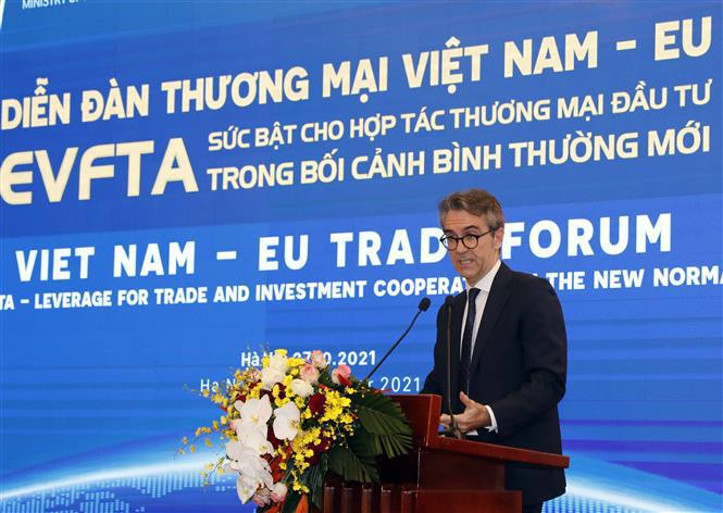 欧盟驻越南代表团团长乔治·阿利贝蒂大使。图自越通社 EVFTA——越南与欧盟企业发展的动力 ảnh 2