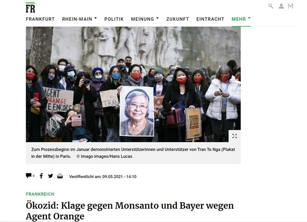 德国《法兰克福评论报》屏幕截图。图自越通社 德国媒体:美军在越南战争所使用橙剂的影响至今仍存在 ảnh 1