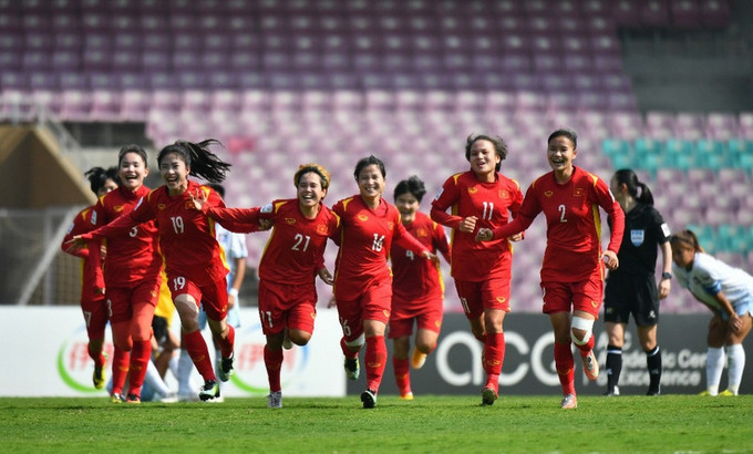 越南女足首次晋级女足世界杯(2023年女足世界杯)。越南足球联合会供图 越南十大文化体育与旅游事件揭晓 ảnh 1