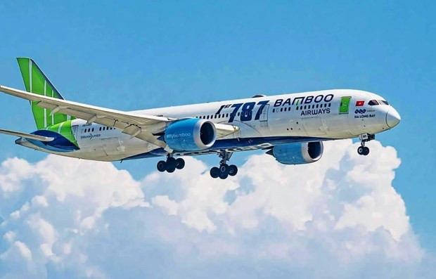 越竹航空的飞机。图自越通社 越南国家主席阮春福出席越竹航空与美国通用电气航空价值达20亿美元的合作协议签署仪式 ảnh 1
