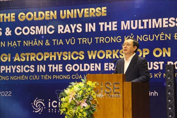 越南科学技术部部长黄成达在研讨会上发言。图自越通社 两场有关国际天体物理学学术会议开幕 ảnh 1