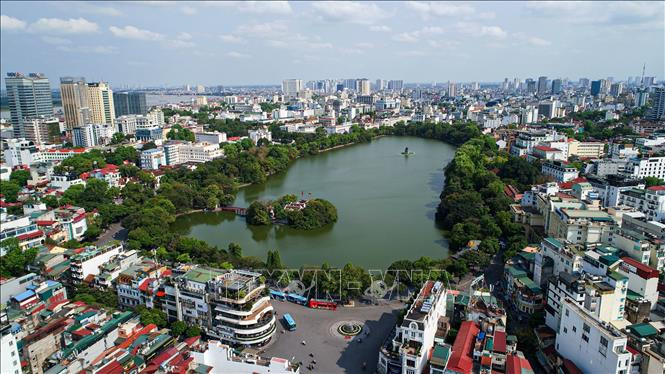 从空中俯瞰河内。图自越通社 河内市力争PCI指数跻身全国前列 ảnh 1