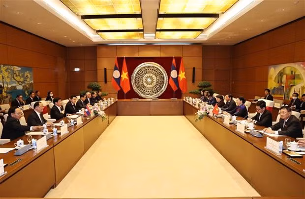 越南国会主席阮氏金银会见老挝总理通伦·西苏里 ảnh 2